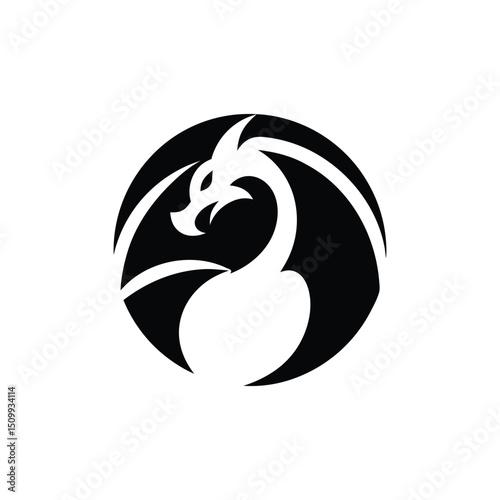 Dragon illustration with modern gradient color, dragon logo vector icon Dragon logo icons. Ancient mythical serpent symbol. Mythological beast sign. Vector illustration.