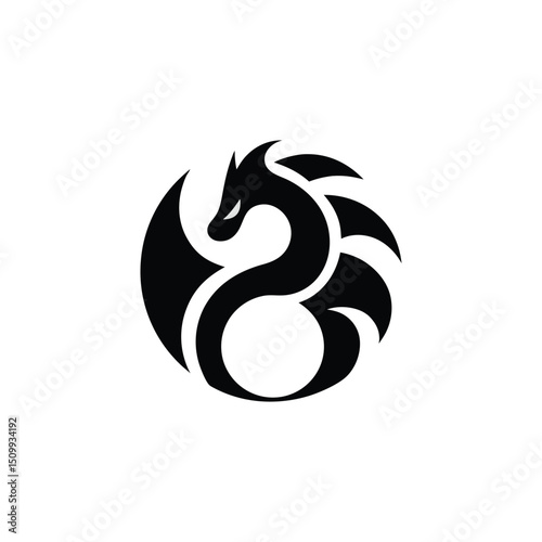 Dragon illustration with modern gradient color, dragon logo vector icon Dragon logo icons. Ancient mythical serpent symbol. Mythological beast sign. Vector illustration.