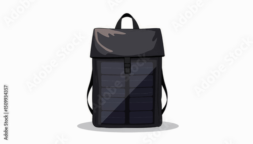 Sleek solar panel backpack design in minimalist style, sustainable utility
