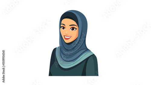 Beautiful Hijab-Clad Woman Vector Art

