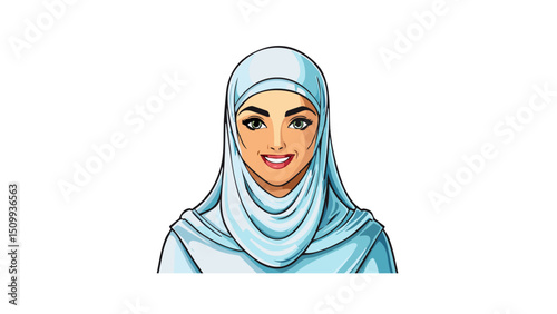 Elegant Women Wearing Hijab in Vector Format
