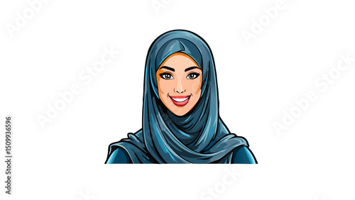 Graceful Muslim Woman in Hijab Vector Illustration
