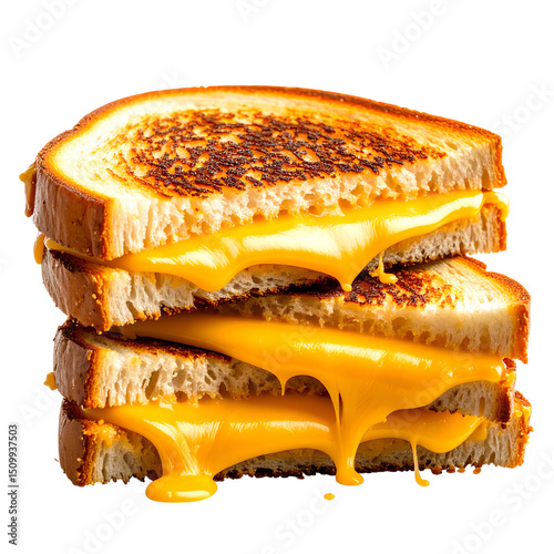 Melted cheese oozes between thick slices of golden, toasted bread stacked in a delicious grilled sandwich photo