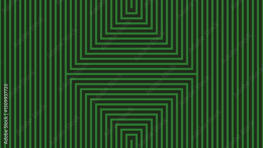 Obraz premium seamless lines and square lines illusion in green. Vector line art simple square pattern.