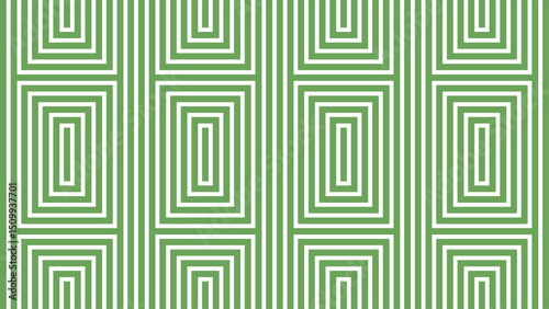 seamless pattern line and squares with illusion in white and green color. 8 shape of square line art vector.