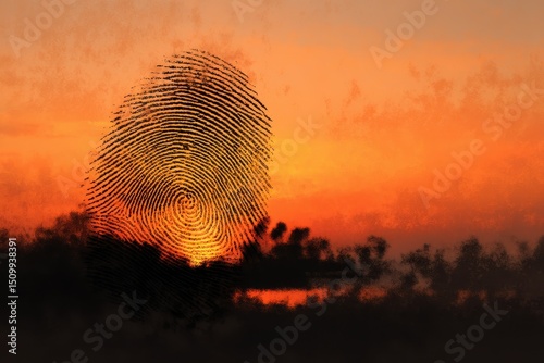 Fingerprint Sunset Silhouette
