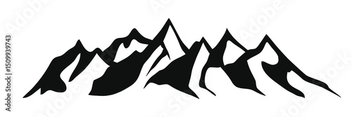 Silhouette mountain range isolated on white background, vector design