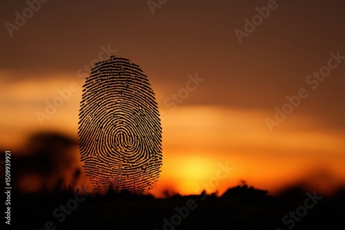 Fingerprint Silhouette at Sunset