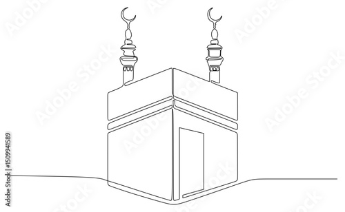 vector illustration of a Kaaba, kaaba lineart