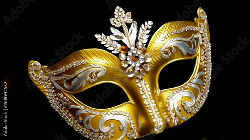 Elegant Venetian masquerade mask on black background