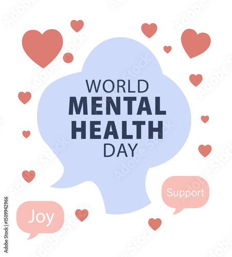 World Mental Health Day Vector Social Media Templates - Brain, Hands & Support-08