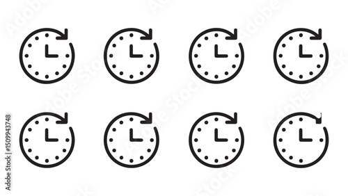 A vector set of five clock face icons illustrating time, perfect for business or design