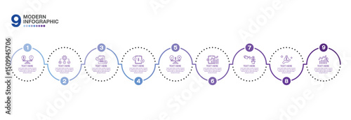Basic infographic, 9 process.