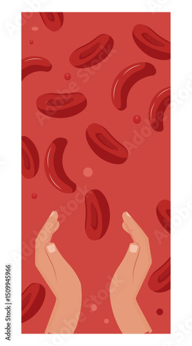 Informative World Sickle Cell Day Illustration with Blood Cells and DNA-02