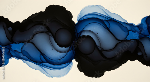 Intertwined Navy Blobs: An Abstract Display of Fluid Dynamics in Motion