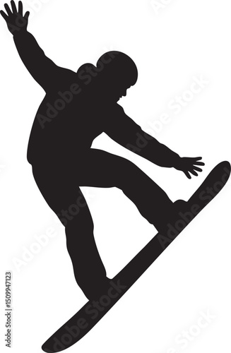 silhouette of a snowboarder jumping