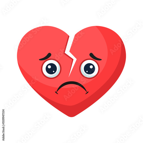Sad Broken Heart Emoji Vector Graphics