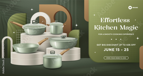Realistic Cooking Kitchen Utensils Advertising Composition