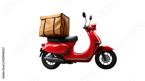 Modern Delivery Bike with Cargo Box Isolated on White Background
