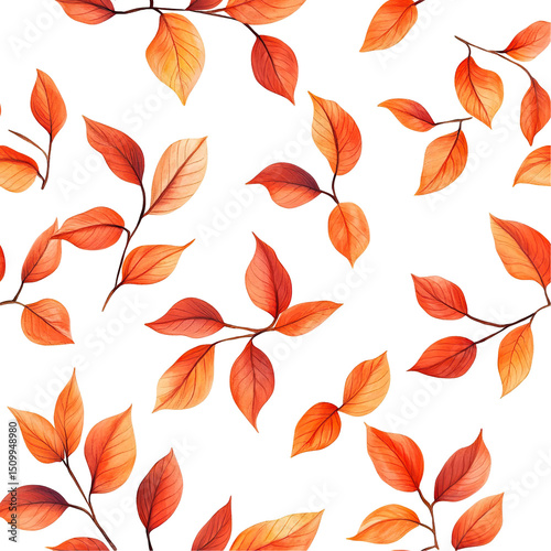2d illustration of a tileable pattern of cinnamon leaves isolated on a white transparent background