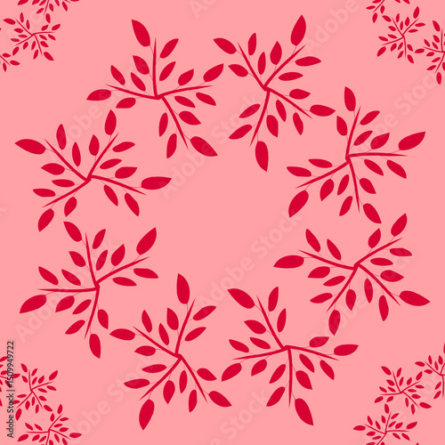 Ornament leaf and flowers seamless patterns