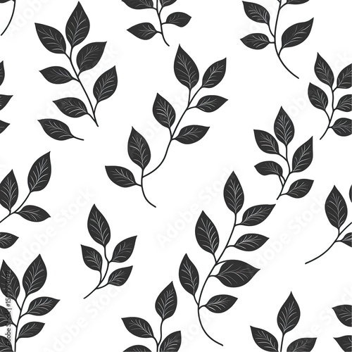 2d illustration of a tileable pattern of laurel leaves isolated on a white transparent background