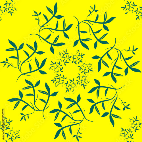 Ornament leaf and flowers seamless patterns