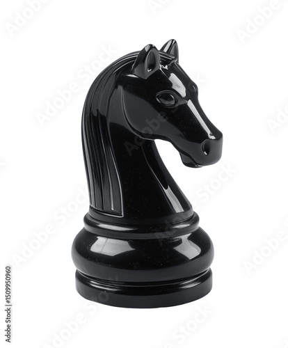 Black knight chess piece with glossy finish