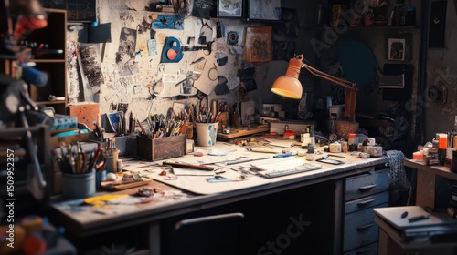 Artist's Messy Workspace photo