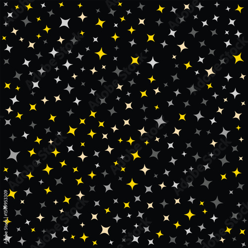 stunning night sky with yellow and white stars on black background. perfect for astronomy enthusiasts and star gazers