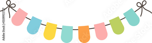 Cute pastel party flag illustration