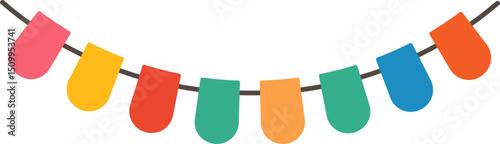 Hanging festival bunting with tassels