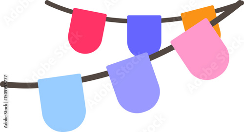 Retro party banner with rounded flags
