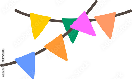 Retro party banner with rounded flags
