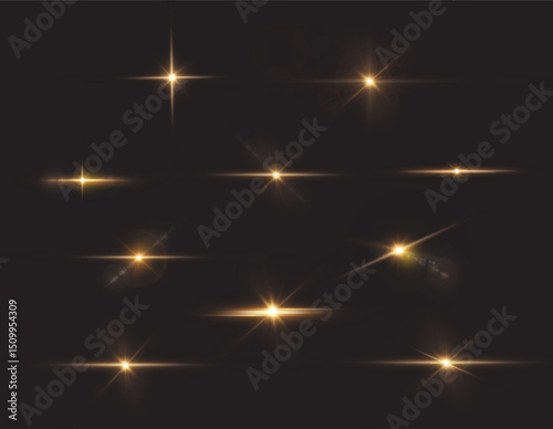 PNG sparkle flare golden halo, sunbeam burst, starlight glimmer, and lens spark for magical, space-inspired, and transparent radiant design compositions.