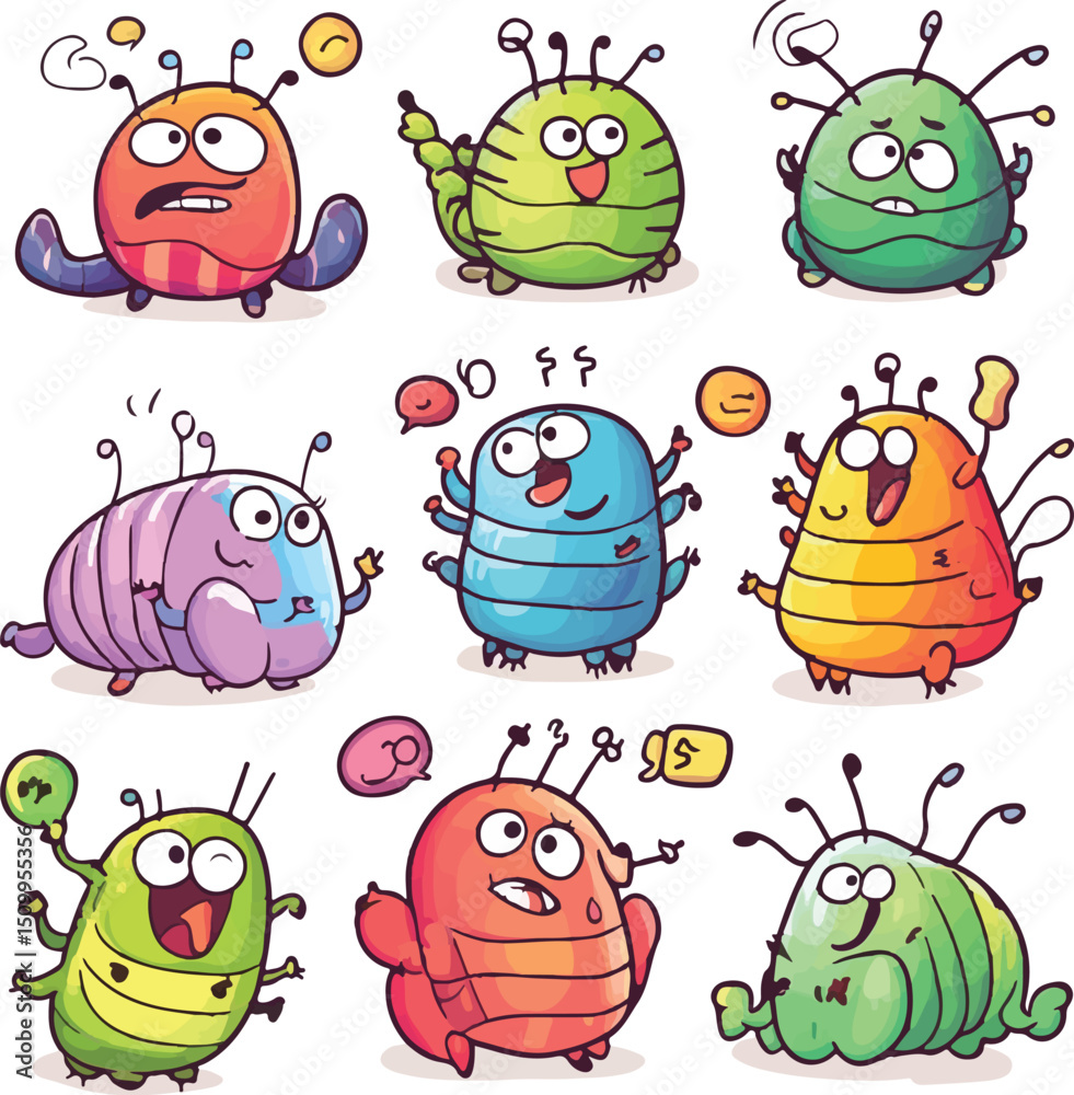 Obraz premium cartoon lemur,animal character set with various fun emotions and poses