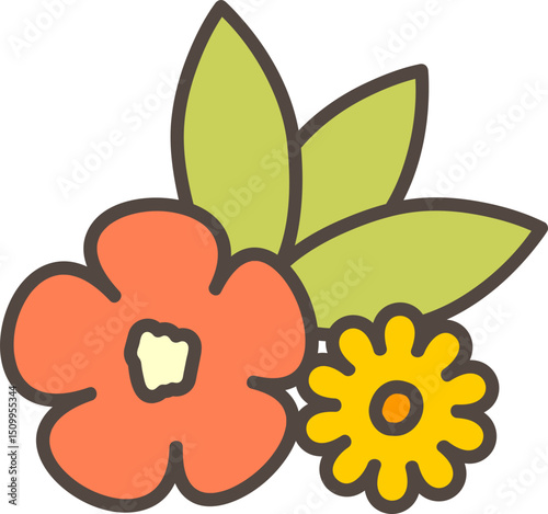 Orange flower and leaf icon