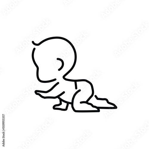 The baby is crawling line icon. Simple outline style. Toddler development. Early childhood