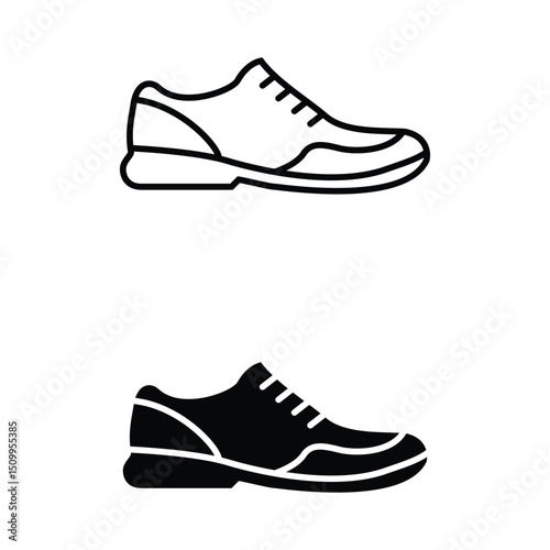 Leather shoes outline formal classic footwear for fashion, elegant style and design icon