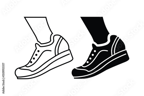 Running shoe icon for fitness, sport exercise isolated vector