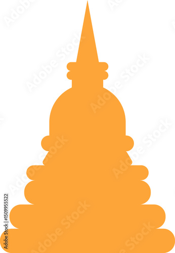 Hand-drawn golden chedi icon