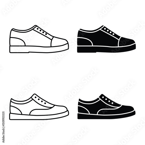 Shoe side view vector icon footwear profile illustration, graphic design for apparel