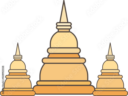 Hand-drawn pagoda line art