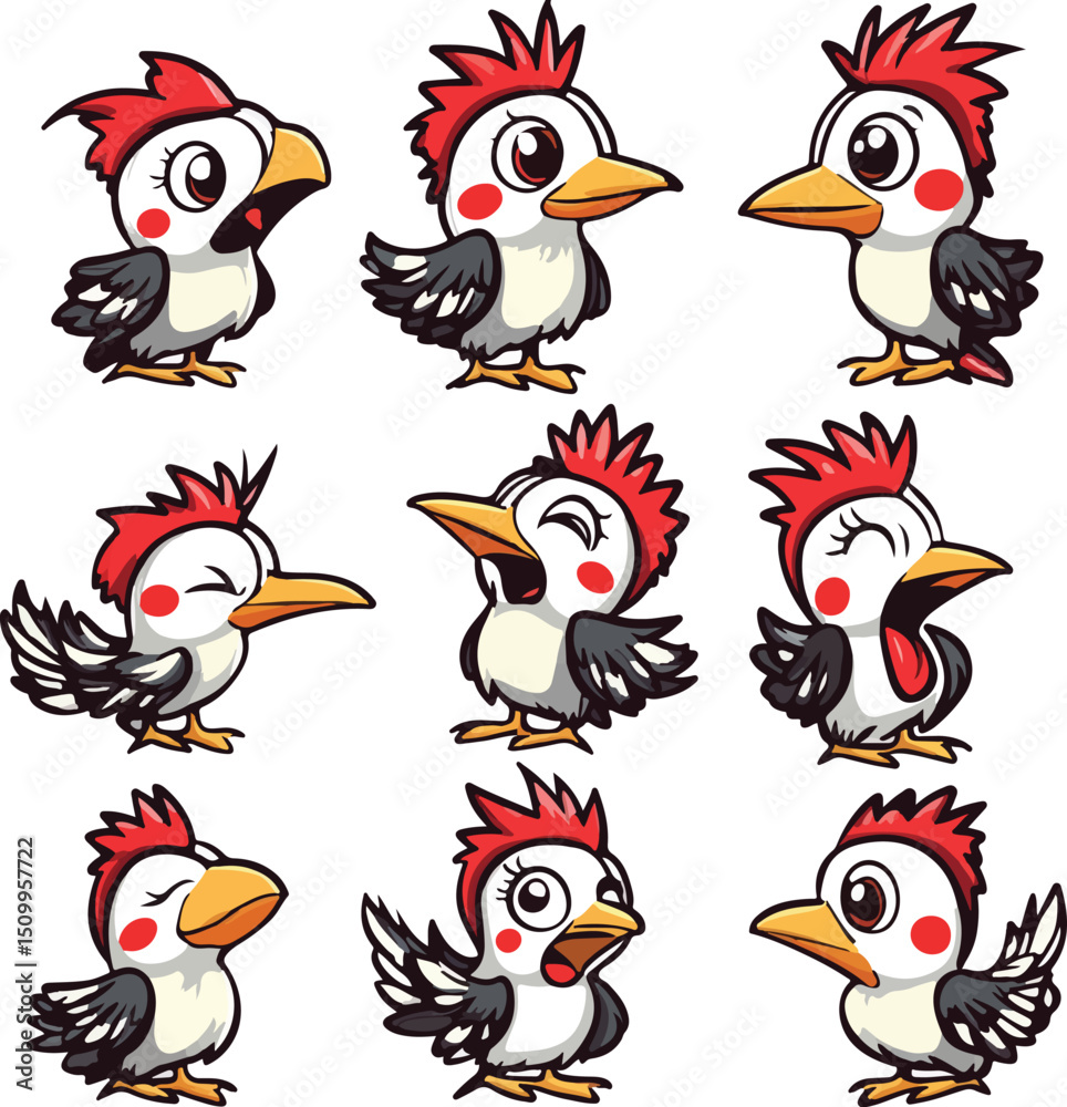Obraz premium cartoon lemur,animal character set with various fun emotions and poses