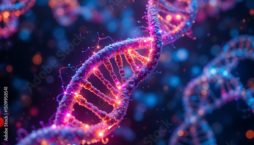 Colorful 3D DNA Structure Visualization – Genetic Science & Biotechnology