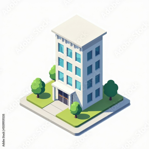 Isometric Office Building, Cityscape Illustration - Isometric illus.