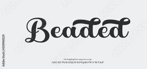 Beaded Classy elegant font, vintage type or luxury premium typeface, vector English royal alphabet. Classic typography in modern or old art deco style, serif letters for modern or retro poster font
