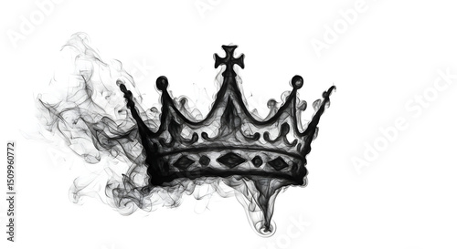 Majestic Crown Formed By Wisp Of Smoke Against A Clean White Canvas