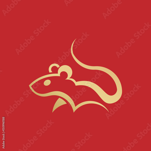 Chinese Zodiac Rat Logo: Lucky New Year Vector Design