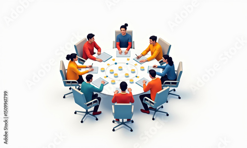 Diverse Team Brainstorming at Round Table - Inclusivity